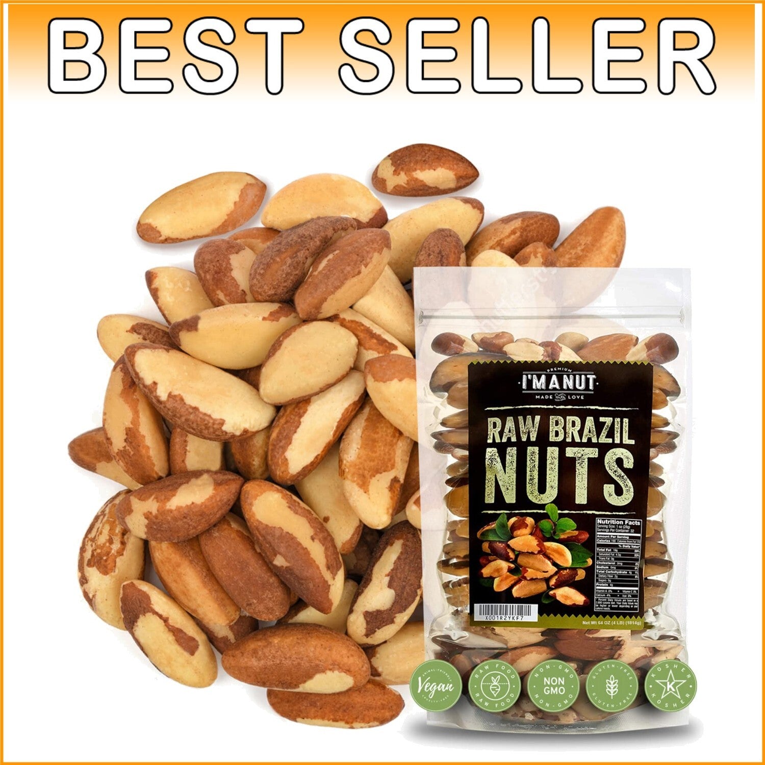 Eco-Friendly Raw Brazil Nuts 64 oz | Certified Kosher, Nutritious & Delicious