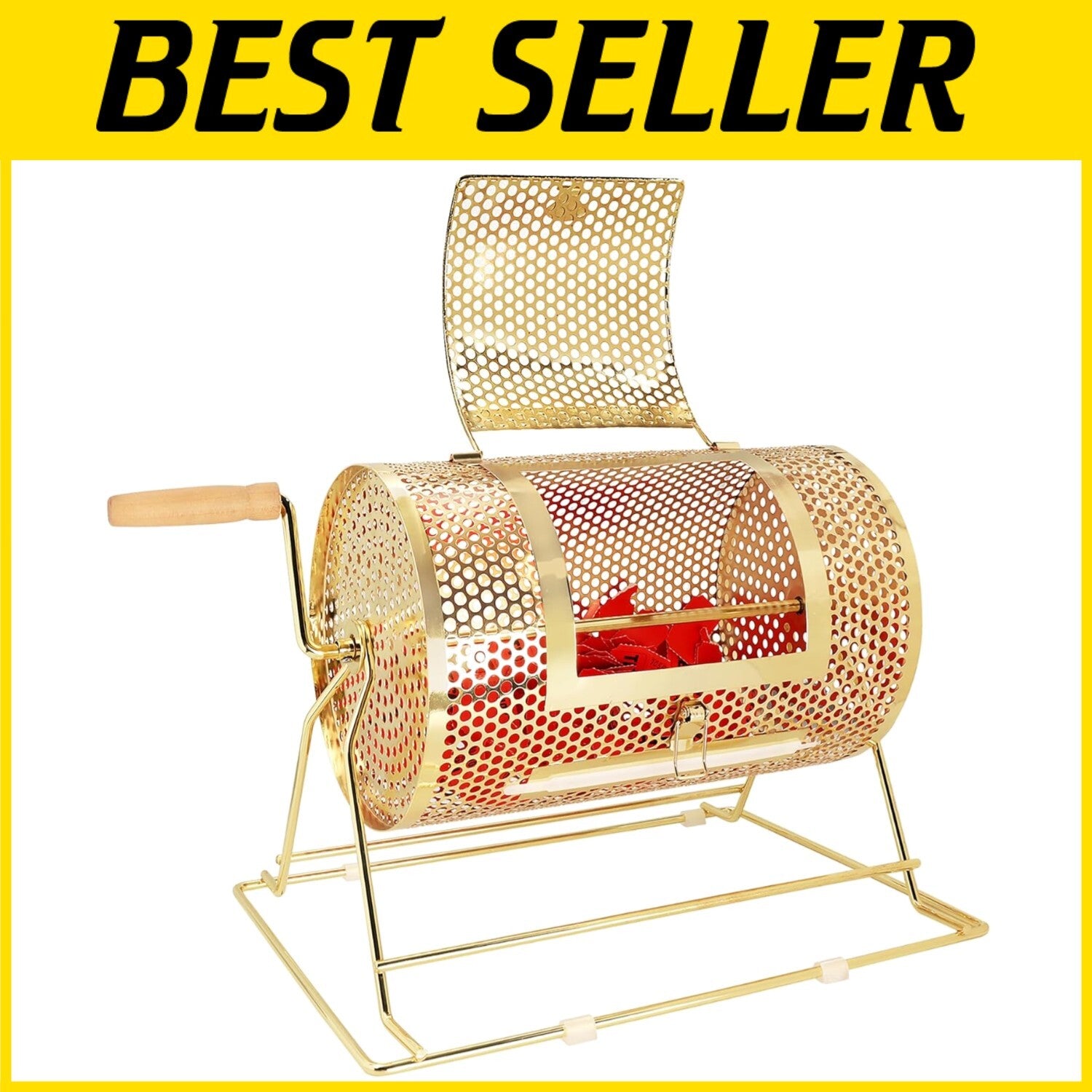 Elegant Brass Raffle Drum - Professional Ticket Spinner Holds 2,000 Tickets