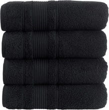Load image into Gallery viewer, Durable Black Turkish Cotton Bath Towels Set - 4 Plush and Quick-Dry Towels