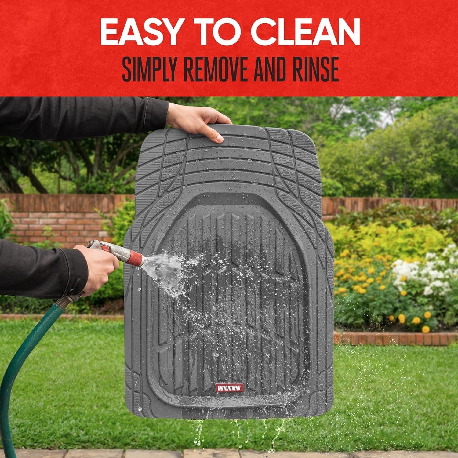 Trim-To-Fit Gray Rubber Mats - Deep Dish Design for Complete Floor Coverage