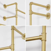 Load image into Gallery viewer, Industrial Style Wall-Mounted Clothes Rack - Gold Finish 330.7 lb Capacity