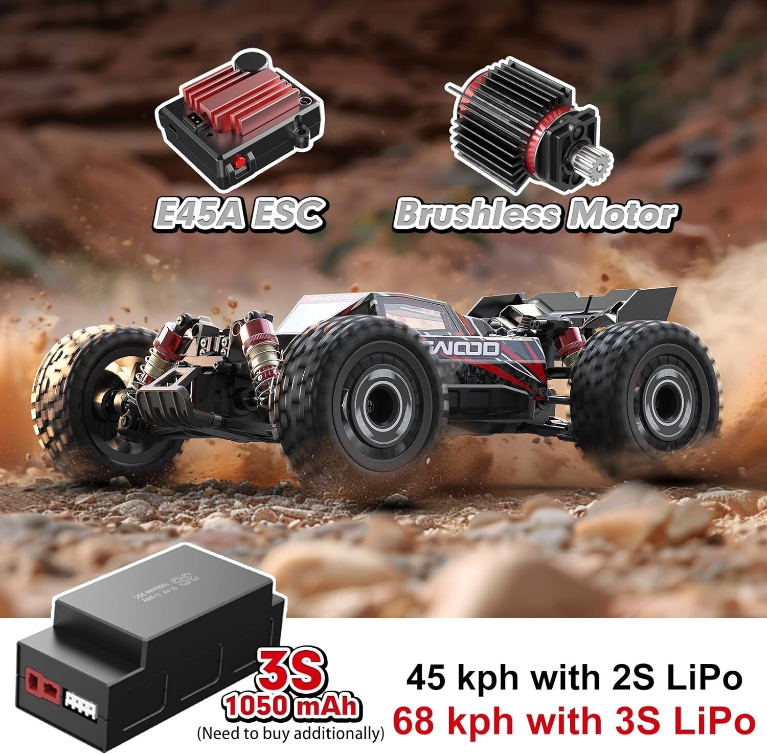 Brushless 1/16 RC Car & Truck, 42mph Offroad Vehicle for Thrilling Racing Fun