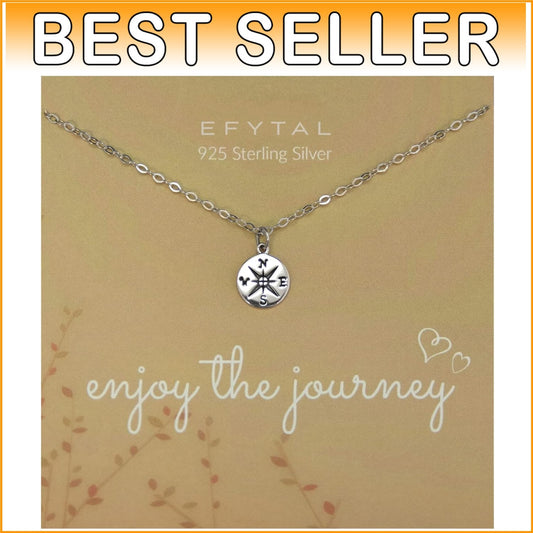 Elegant Compass Necklace for Graduation - 925 Sterling Silver or Gold Plated