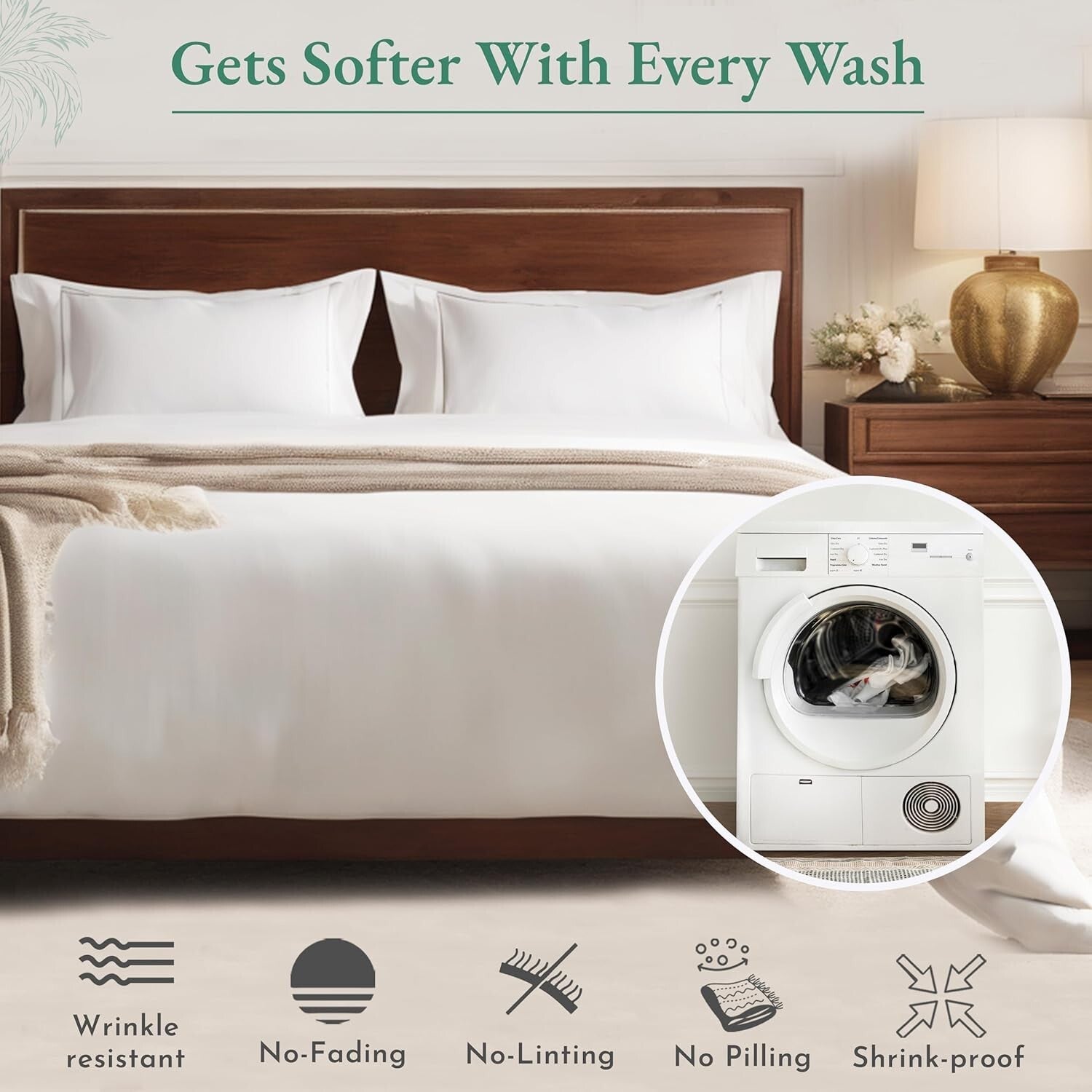 Breathable 600 Thread Count California King Sheet Set - Fade Resistant Sateen