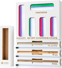 Load image into Gallery viewer, Space-Saving Bamboo Baggie &amp; Wrap Organizer with Slide Cutter for Neat Drawers