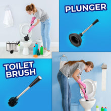 Load image into Gallery viewer, Elegant Stainless Steel Toilet Brush &amp; Plunger Set with Freestanding Canister