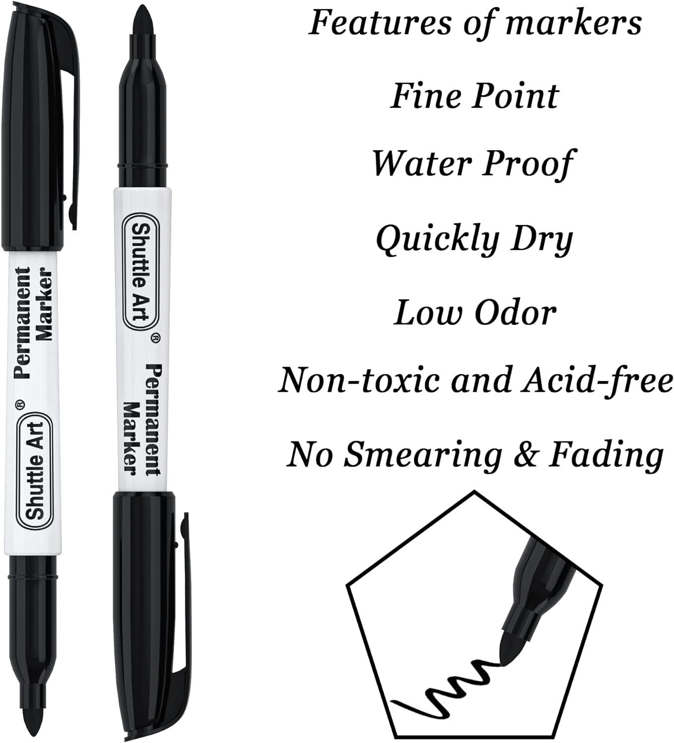 Versatile Permanent Markers Set - 100 Black Fine Point for All Surfaces