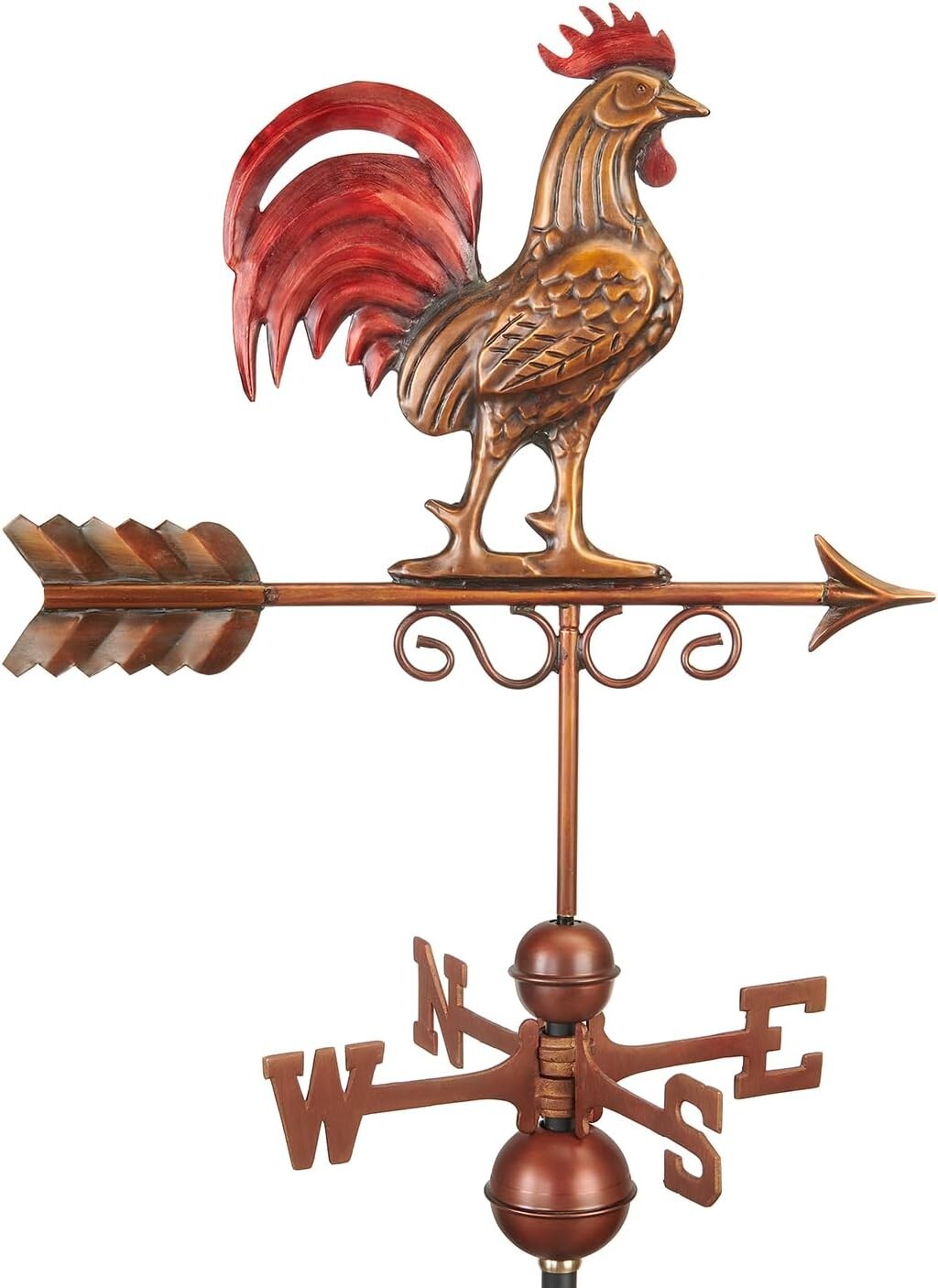 Durable Copper Weathervane in Red & Bronze Patina - Perfect for Small Roofs