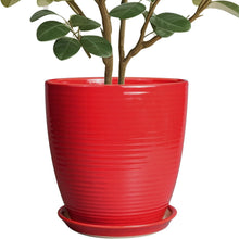 Load image into Gallery viewer, Stylish Round Red Ceramic Planter 10 Inch - Perfect for Flowers &amp; Gifts