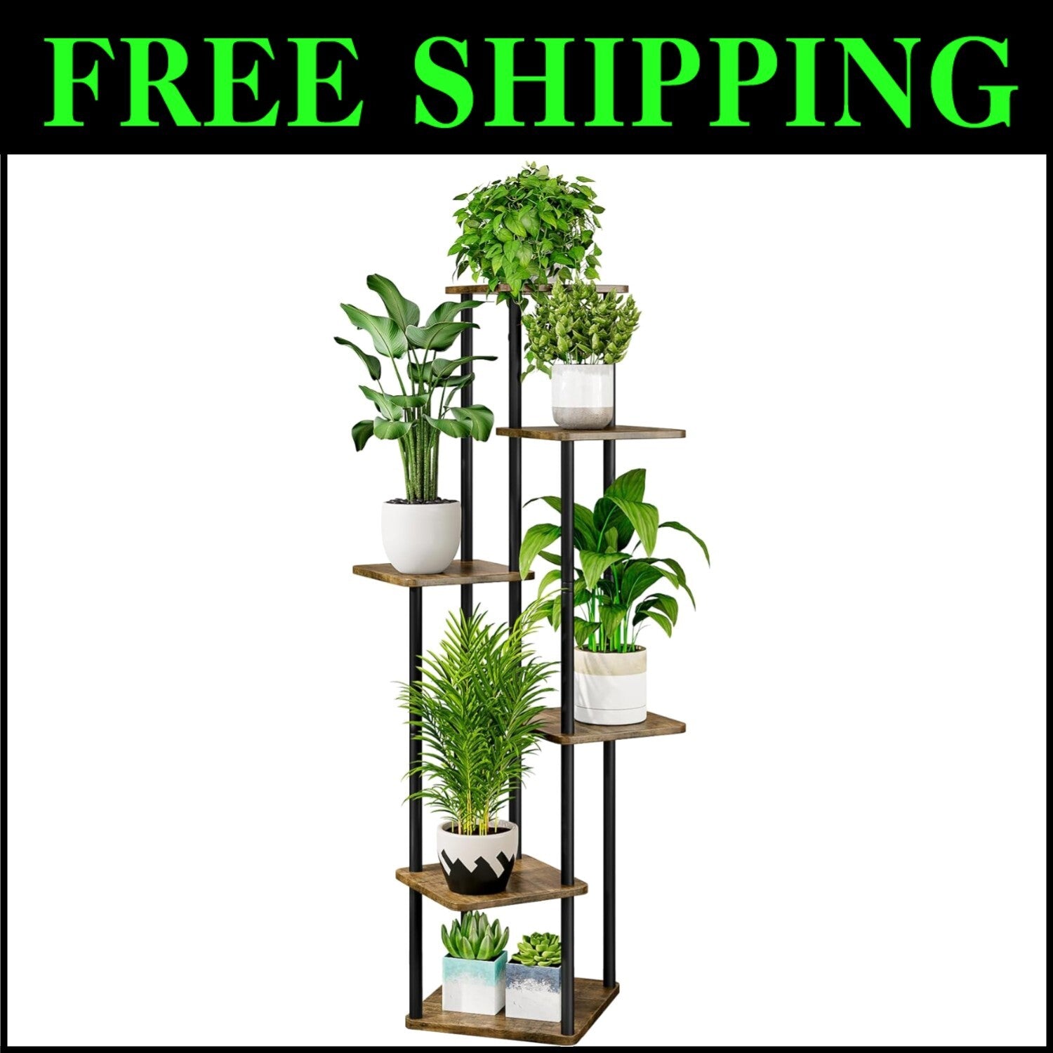 Elegant 6-Tier Metal Flower Rack for Indoor Plants - Secure and Easy to Assemble