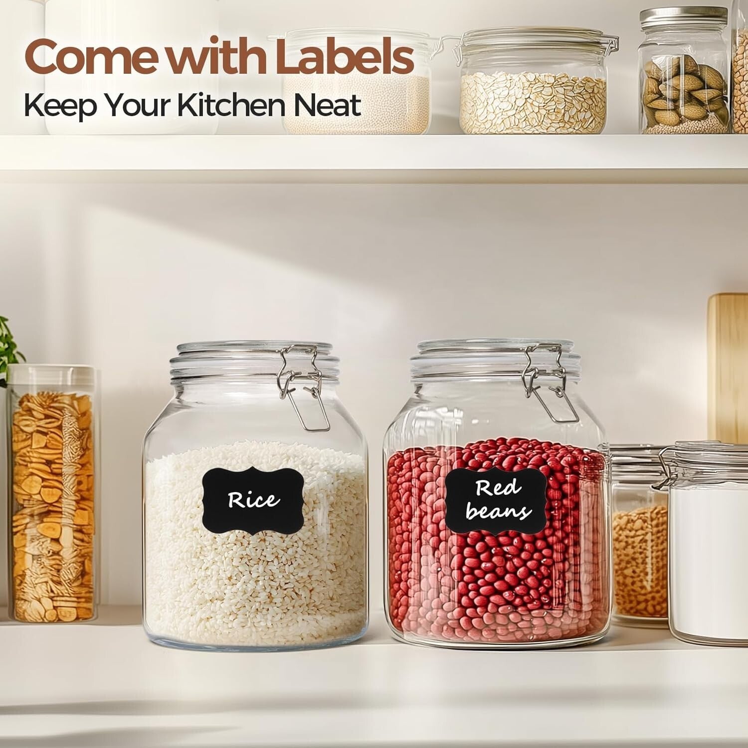 Versatile 86 oz Glass Storage Jars with Airtight Lid - Ideal for Kitchen Use