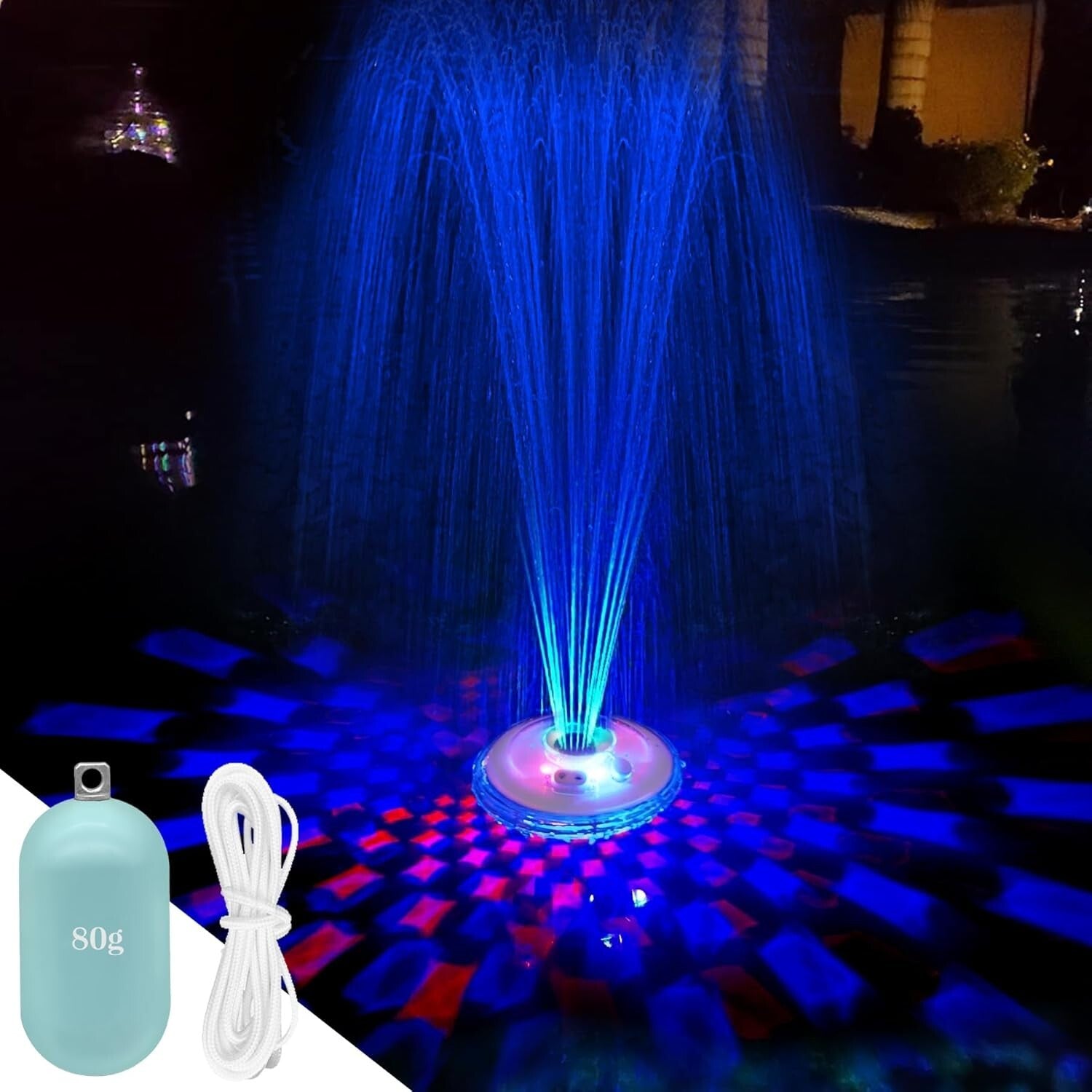 Elegant Floating Pool Fountain - Battery Powered with Light Show & Spray Modes