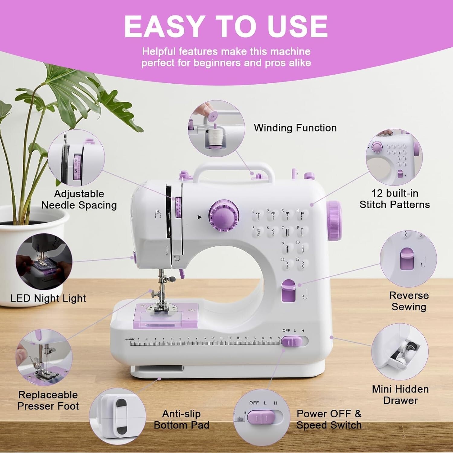 Beginner-Friendly Mini Sewing Machine with Foot Pedal & Stylish Design for Kids