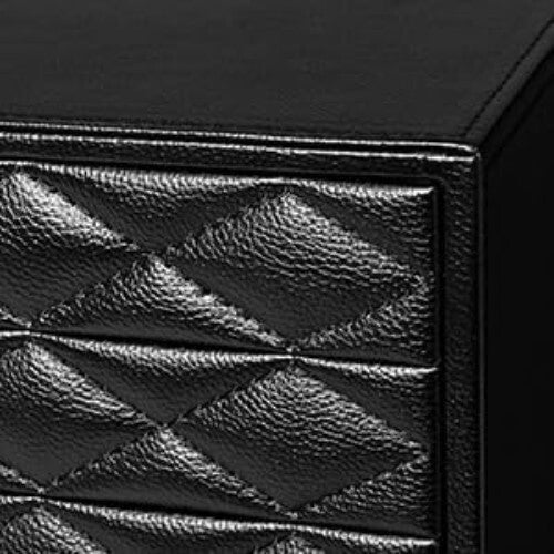 Elegant 10-Compartment Jewelry Case - Black Faux Leather with Velvet Interior