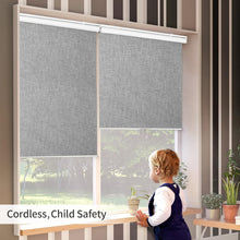 Load image into Gallery viewer, UV Protecting Cordless Roller Blinds for French Doors - 35" W X 75" H Grey Shade