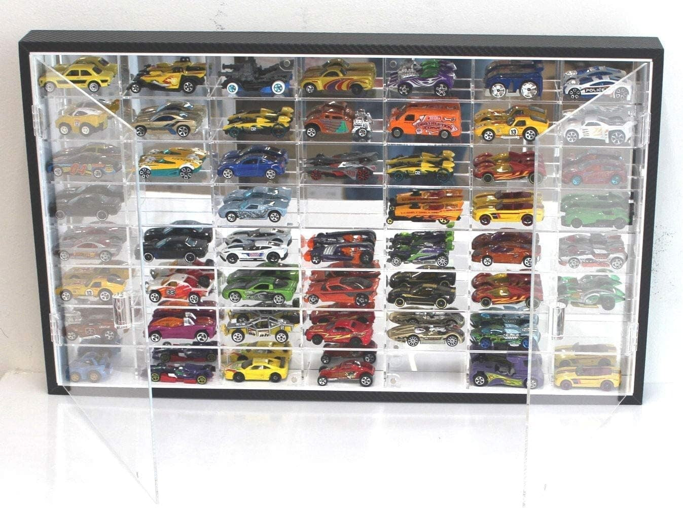 Premium Acrylic 1/64 Scale Car Display Case with 56 Compartments - No Assembly