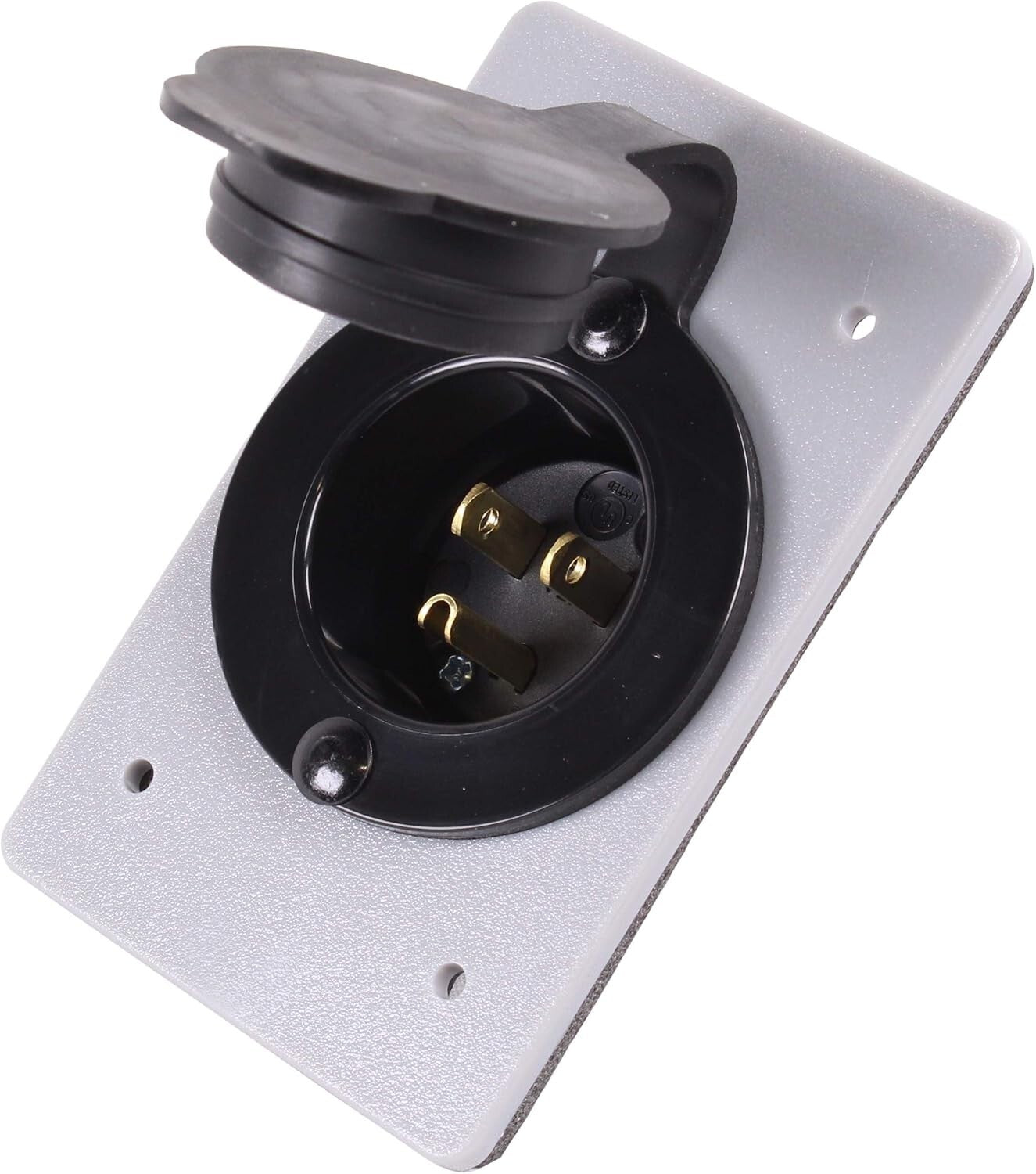 Industrial Grade 15 AMP Flanged Power Inlet with Integrated Nylon Faceplate