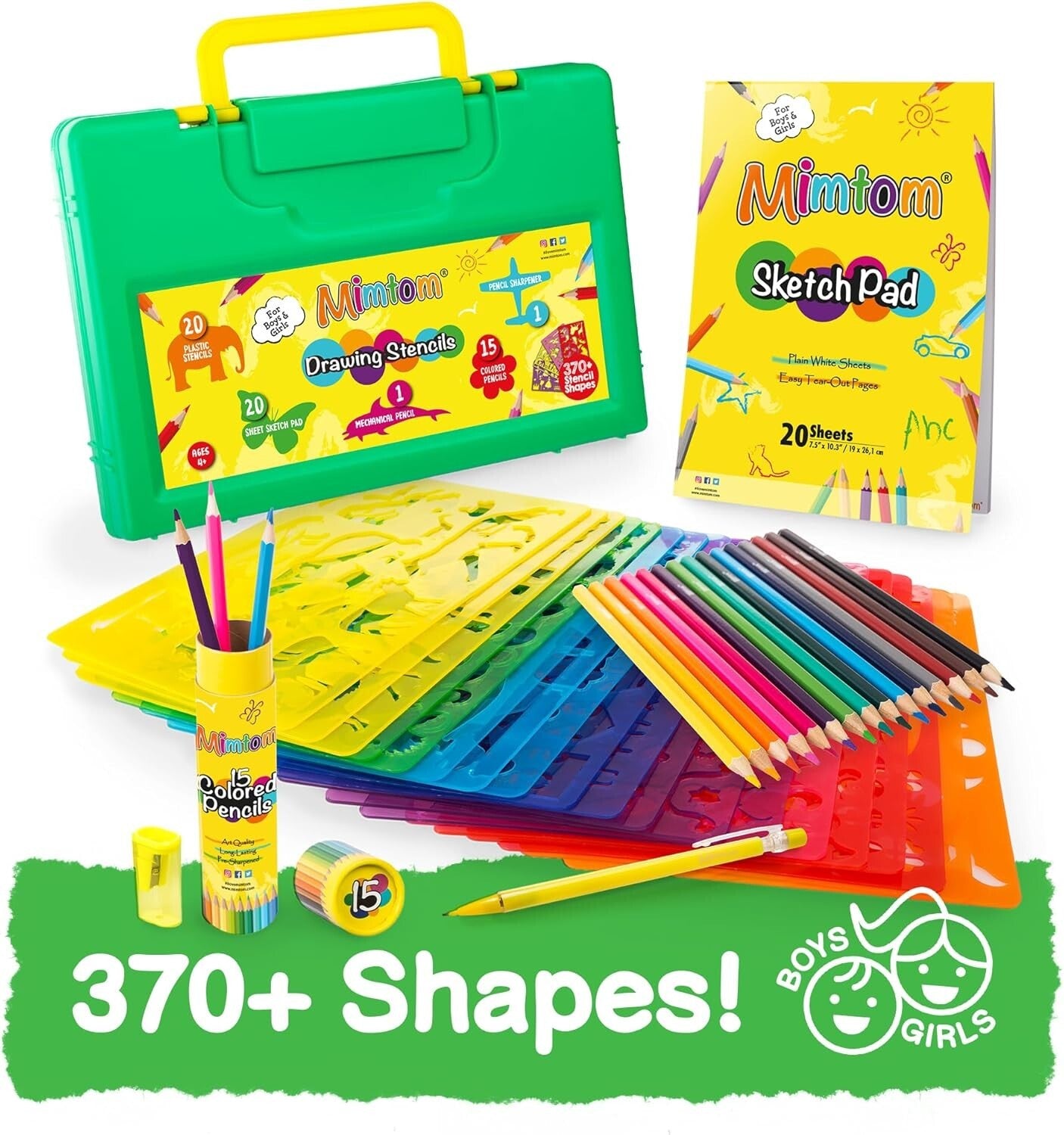 Portable Drawing Kit with Stencils: Ideal Arts & Crafts for Children Ages 4-8