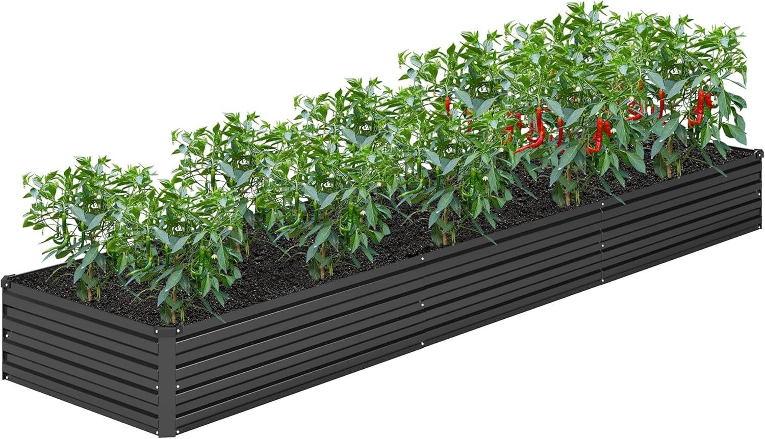 2PCS 12x2x1FT Galvanized Metal Raised Garden Bed Kit for Effortless Planting