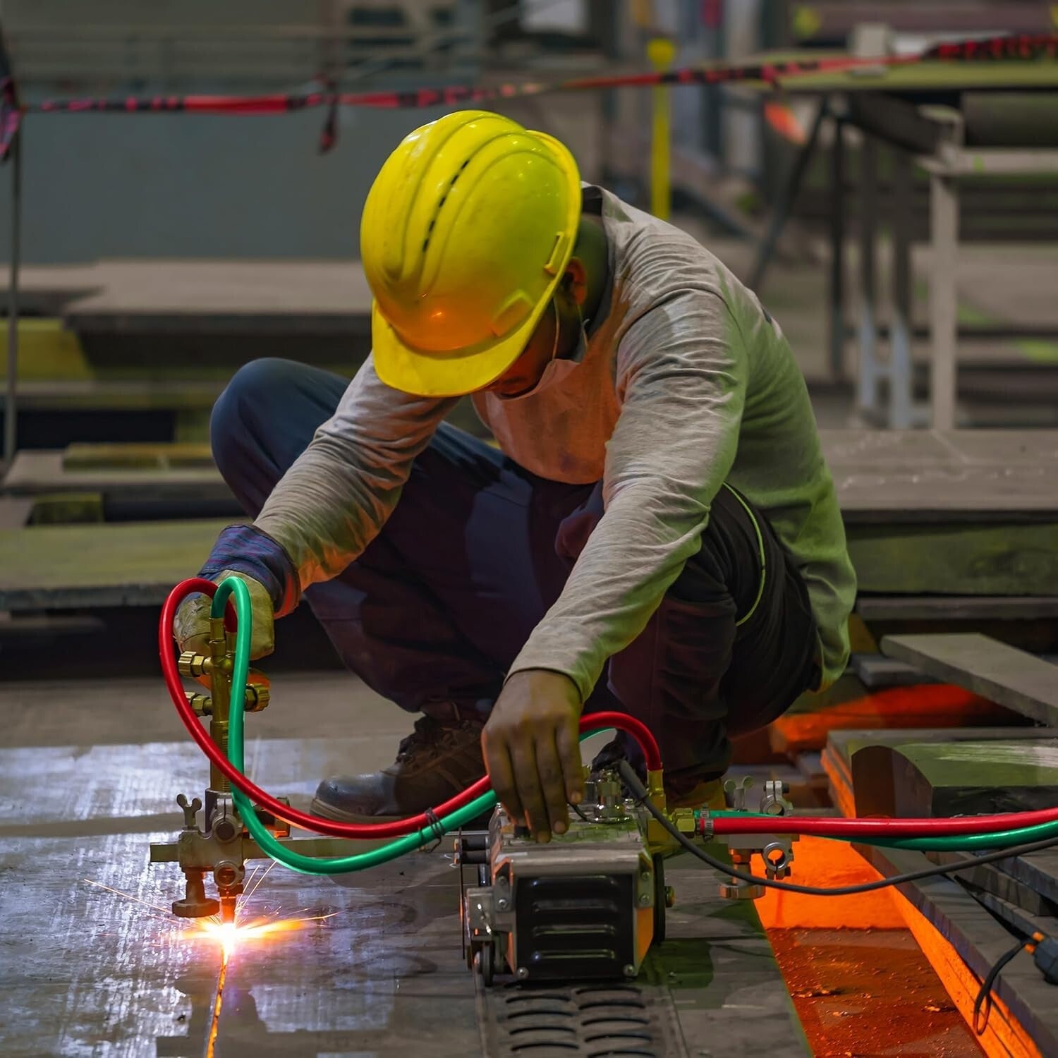 50 Foot Twin Oxy Acetylene Hose - Flexible, Abrasion-Resistant for Welders