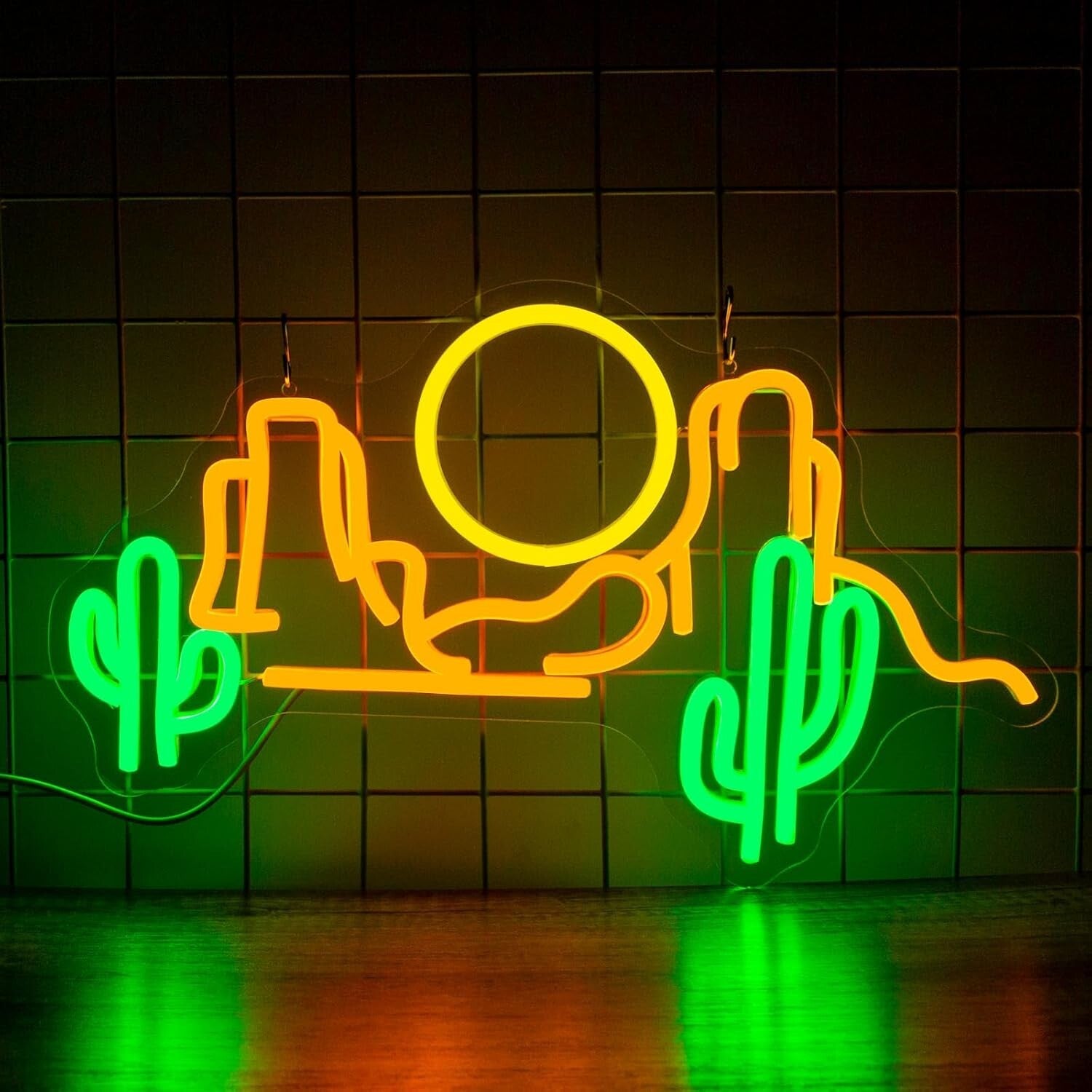 Dimmable Neon Cactus Mountain LED Sign for Unique Wall Decor | 9.92'' x 16.54''