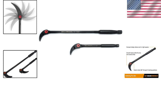 Alloy Steel 2-Piece Pry Bar Set with 14 Locking Positions for Tight Spaces