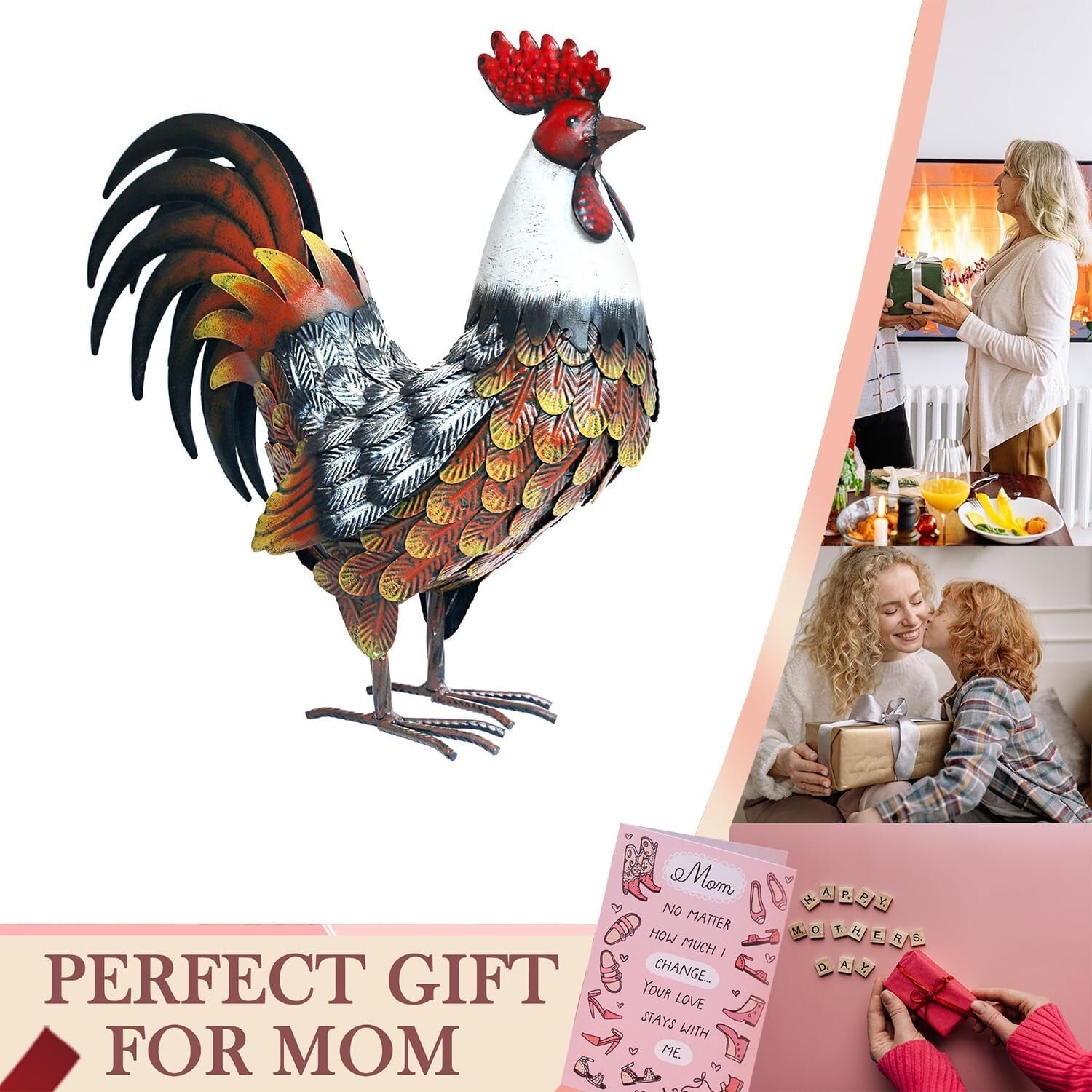Elegant Waterproof Metal Chicken for Garden Decoration - Handmade Gift Idea