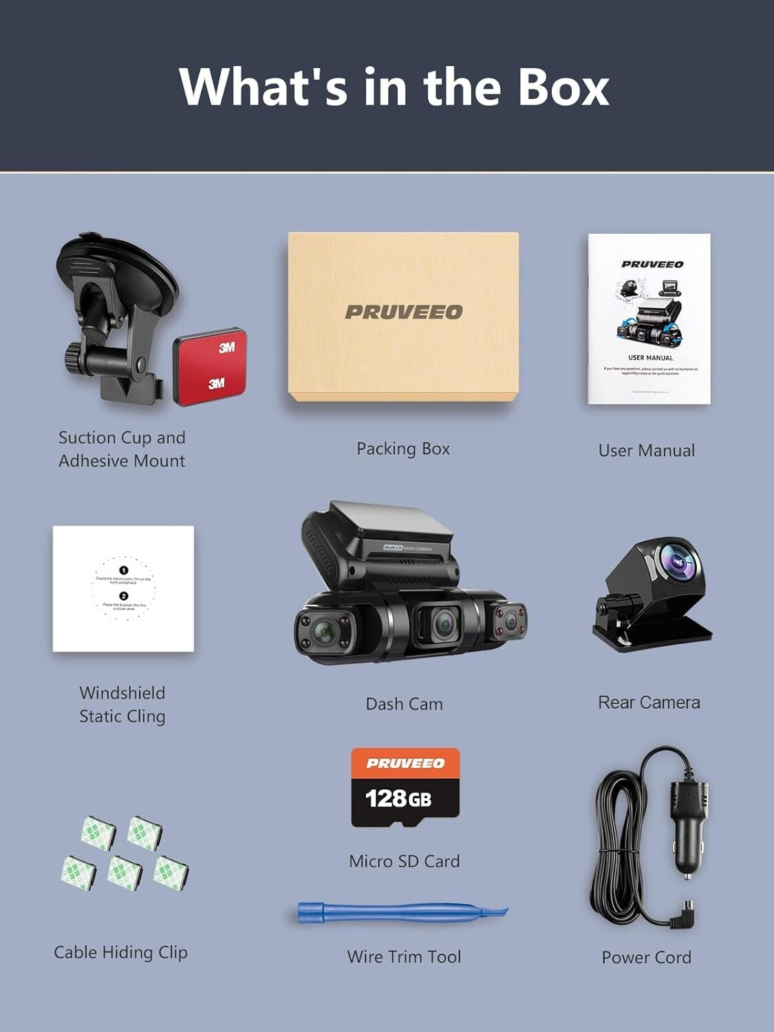 4-Channel Dash Cam with Parking Mode & Wi-Fi - 360-Degree Coverage, 128G Card