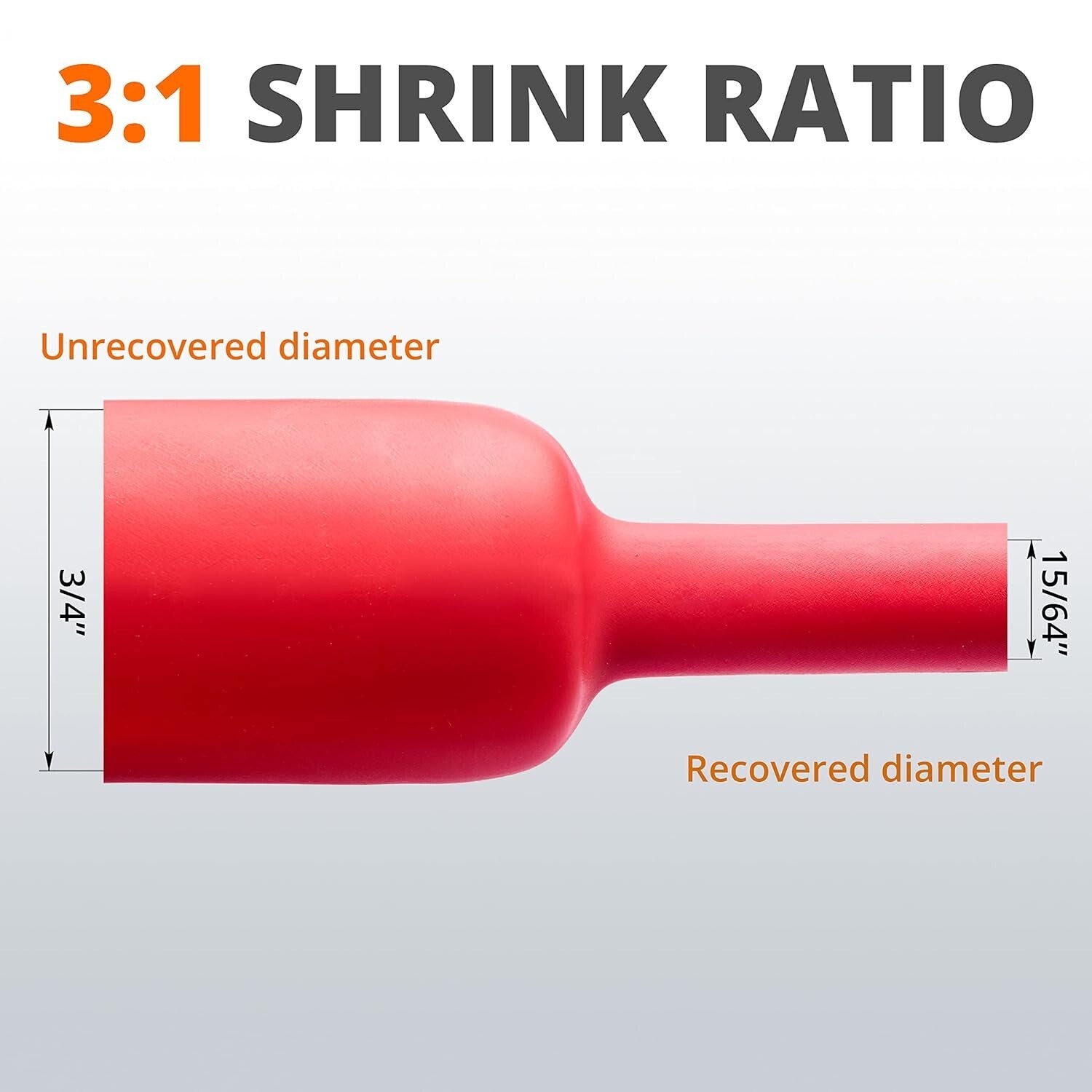 Industrial 3:1 Shrink Ratio Heat Shrink Tubing - Large Diameter, 50 Feet Roll
