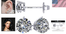 Load image into Gallery viewer, Lifetime Guaranteed 14K Gold Stud Earrings with Platinum Plated Zirconia, 1-4ct