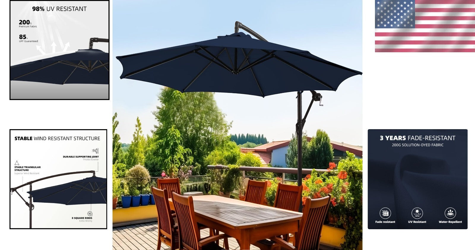 Elegant 10ft Outdoor Umbrella with Adjustable Tilt & Waterproof Recycled Canopy