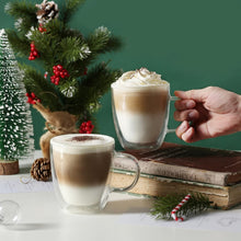 Load image into Gallery viewer, Chic 12oz Double-Walled Glass Mugs for Hot Beverages - 4-Pack Gift Ready