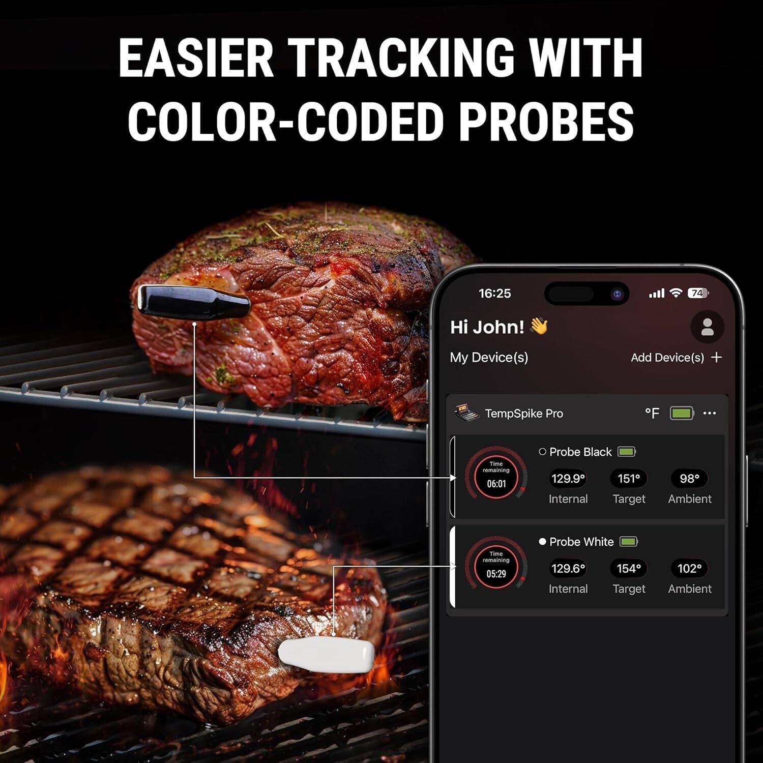Wireless Bluetooth Meat Thermometer with App and Unlimited Range – 1050°F