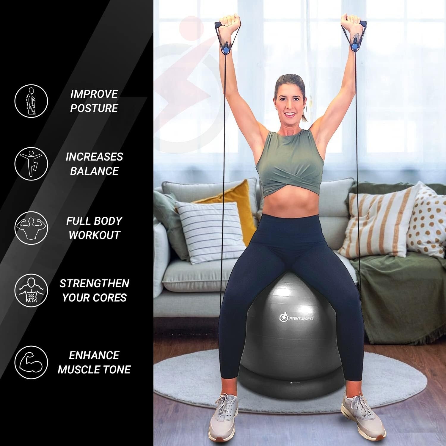 Versatile Fitness Ball Chair – 65 cm Stability Ball for Home Gym & Office Use