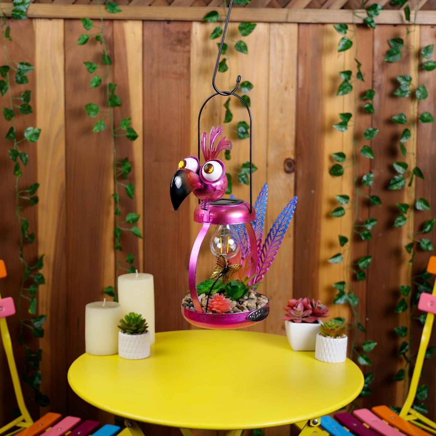 Charming 16'' Solar Metal Flamingo with LED Light – Perfect Outdoor Decor Piece