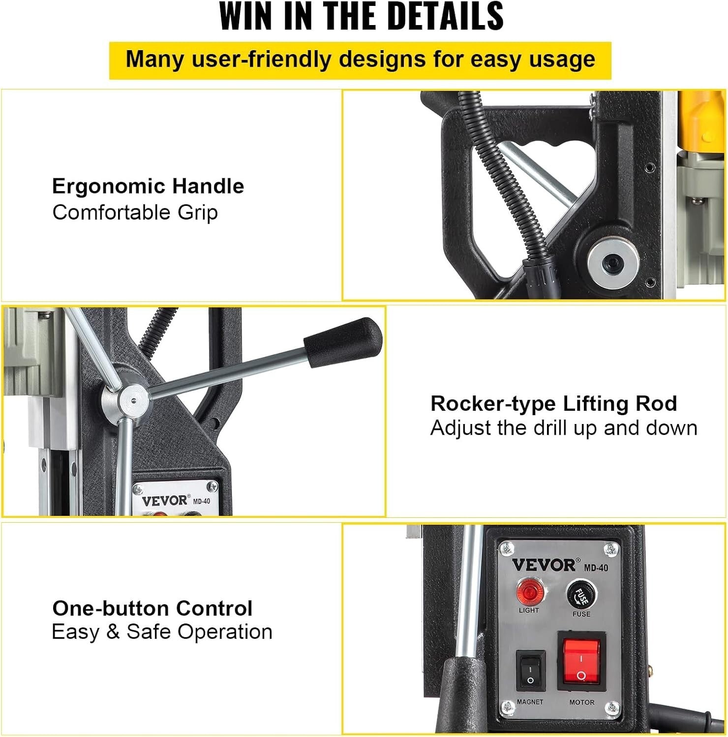 Heavy-Duty Magnetic Drill 1100W - 2697lbf Force for Home and Industrial Use