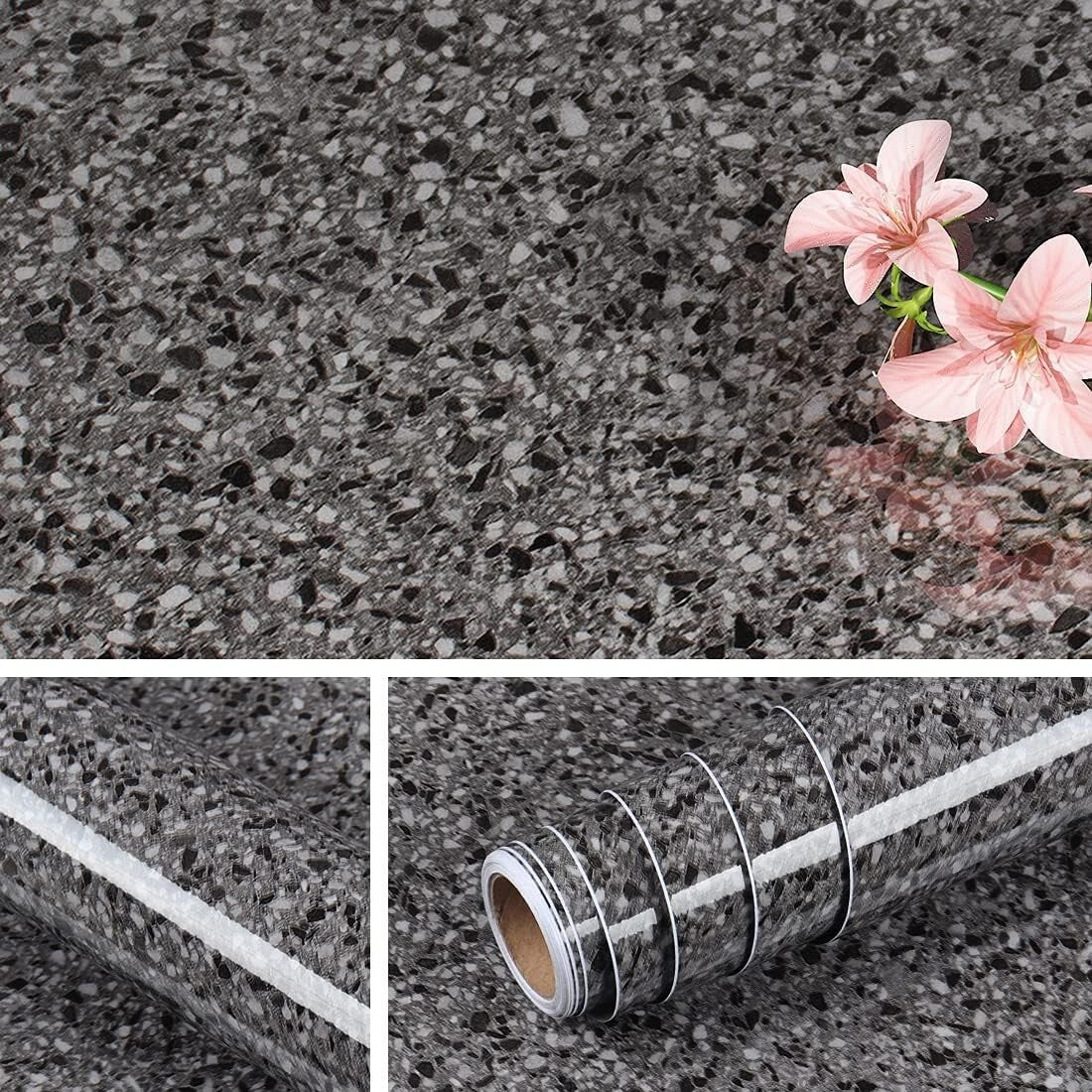 Extra Wide 36 Inch Granite Look Self-Adhesive Contact Paper for Stylish Surfaces
