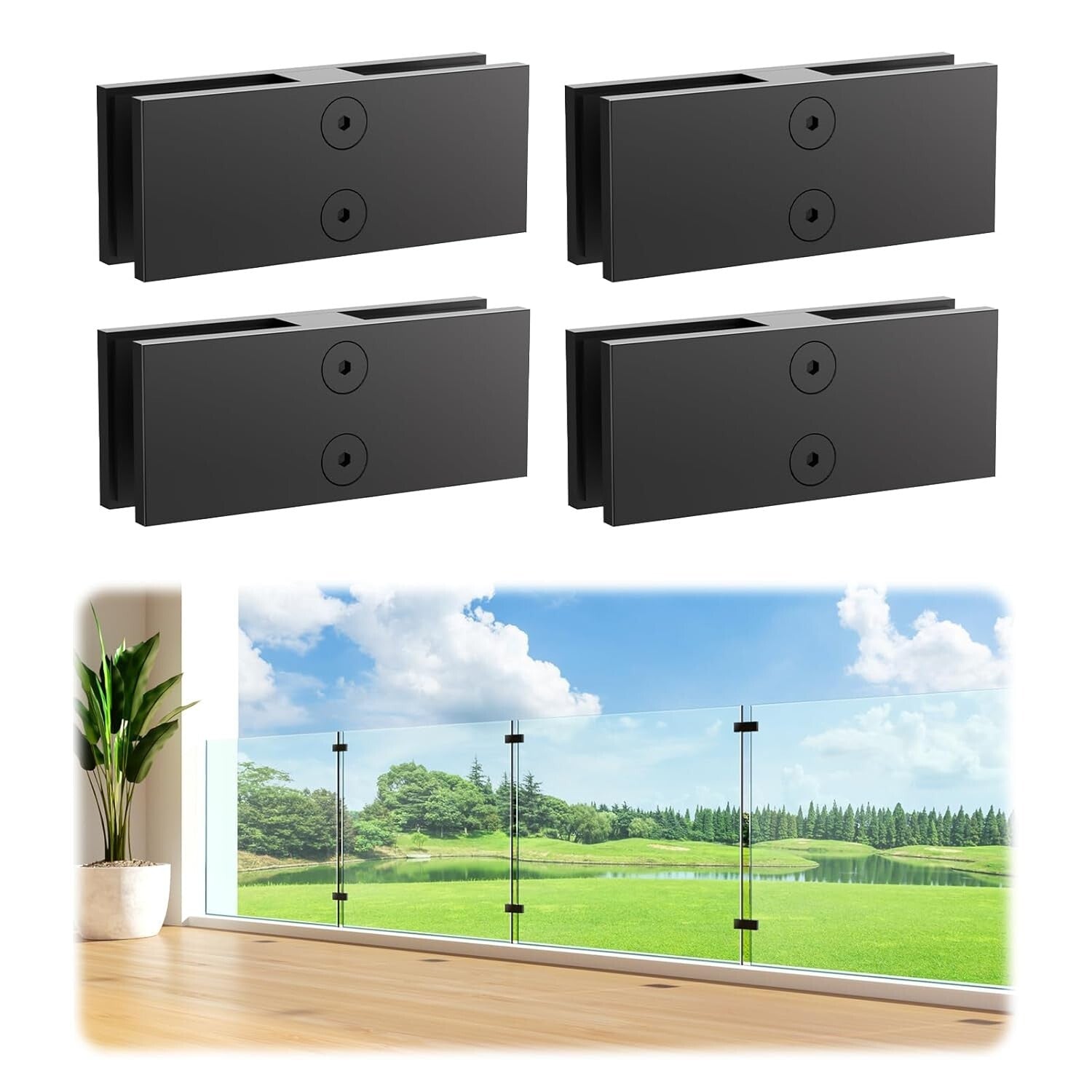 Black Stainless Steel 304 Glass Clamp - Durable Railing Bracket for 8-12mm Glass