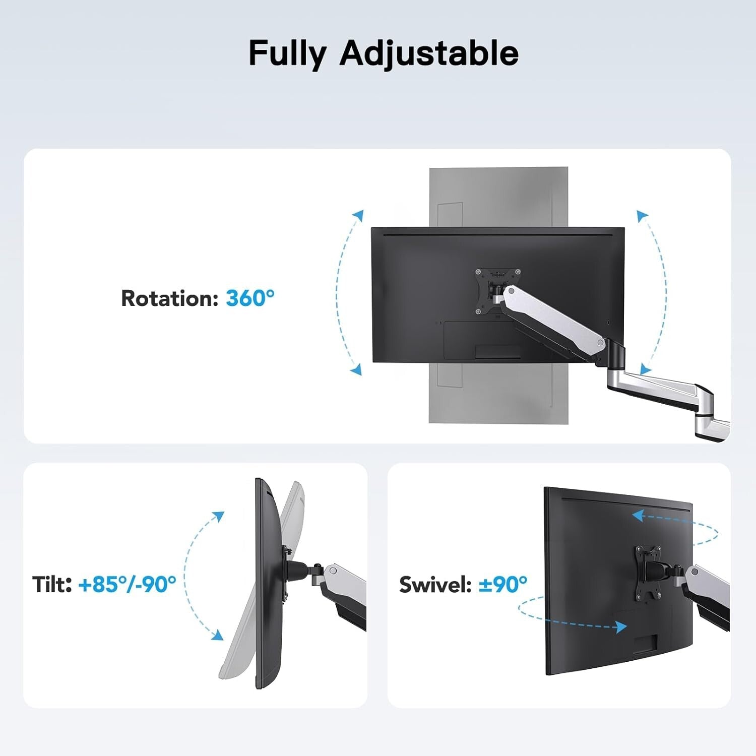 Versatile Articulating Triple Monitor Stand for Flat/Curved Screens - Easy Setup
