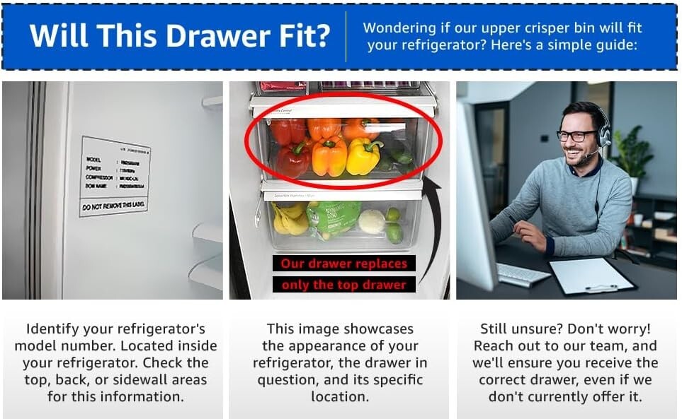 Fits WP Models: Quality Crisper Bin Drawer Replacement with Humidity Control