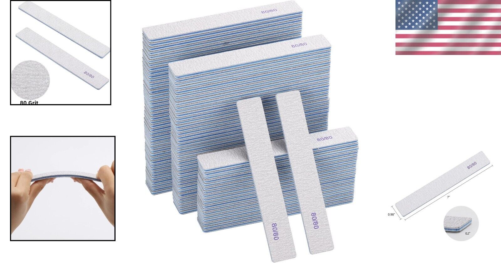 Professional Quality Emery Boards - 100 Coarse Nail Files for Salons & Home