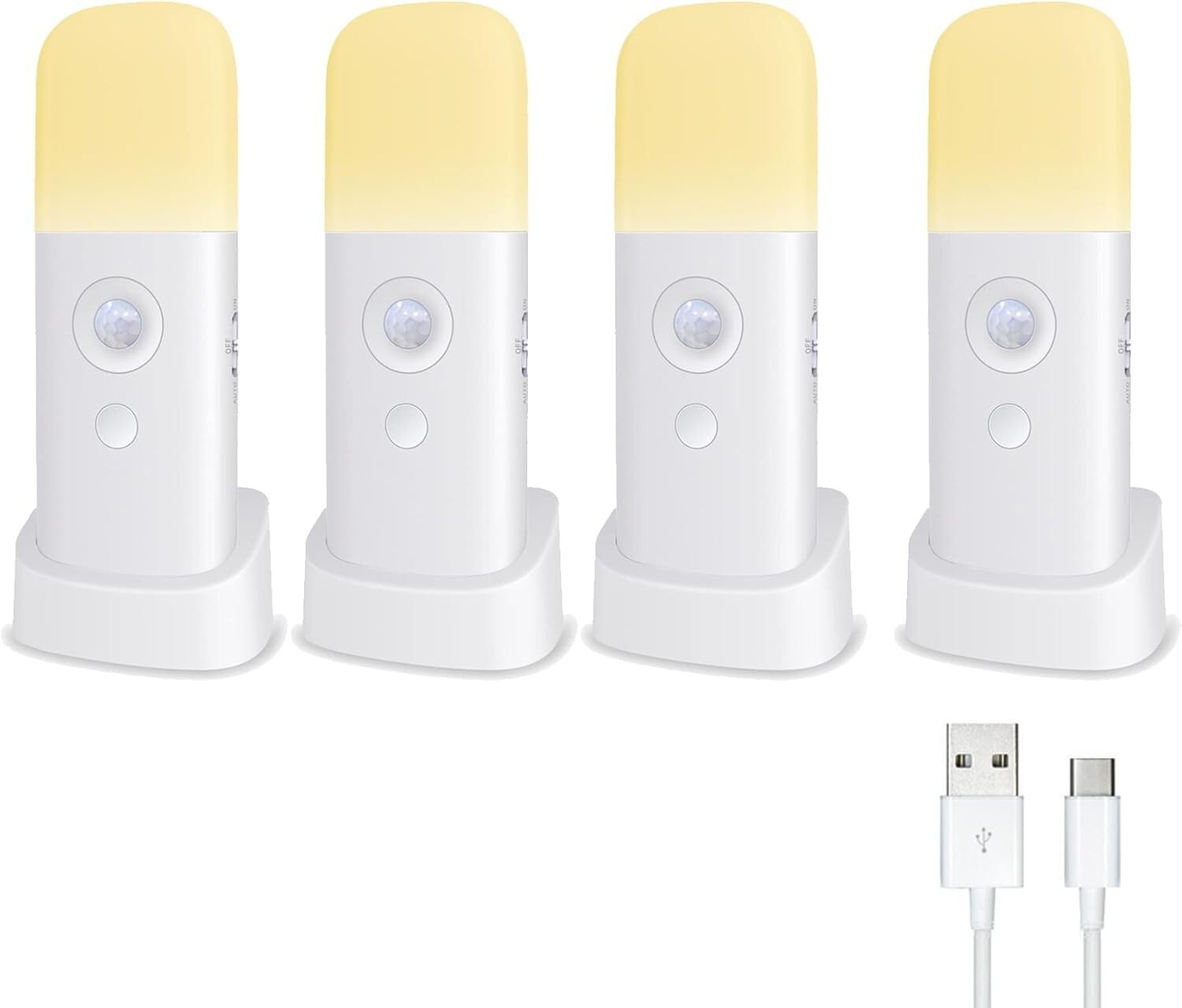 Art Deco Style Motion Sensor Night Lights - Adjustable Brightness & Indoor Use