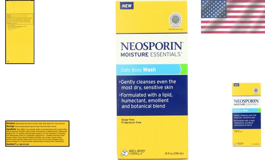 Moisture Essentials Body Wash, Soap-Free & Fragrance-Free Formula for All Ages