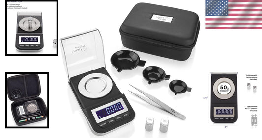 All-in-One High Precision 50g Milligram Scale with Calibration Weights & Case