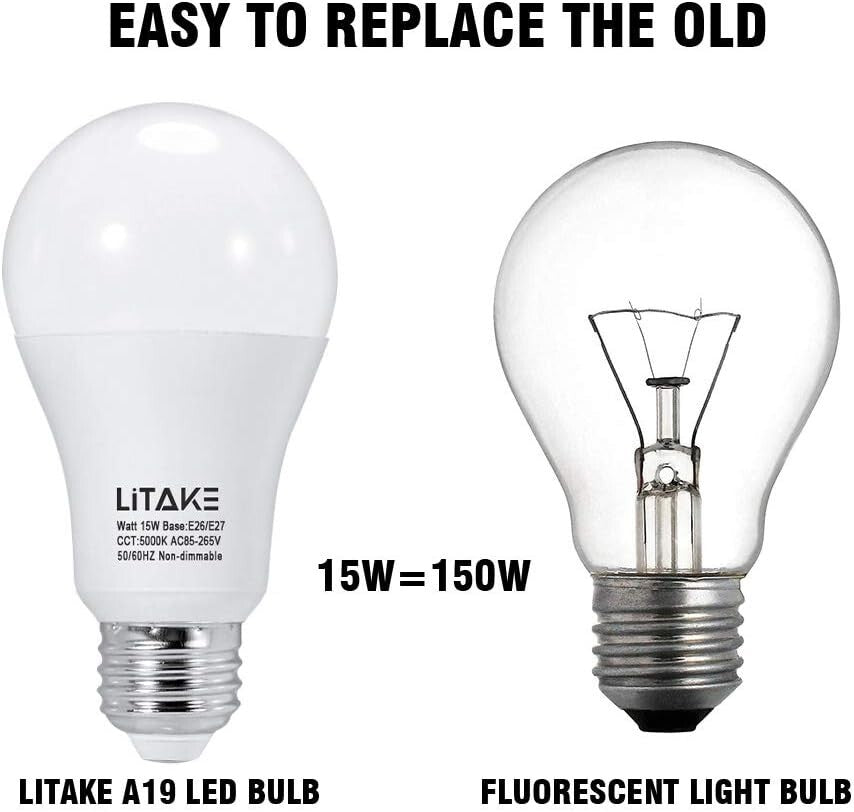 Bright 1600 Lumen Daylight LED Bulbs, 20,000 Hours Lifetime, E26 Base – 12 Pack