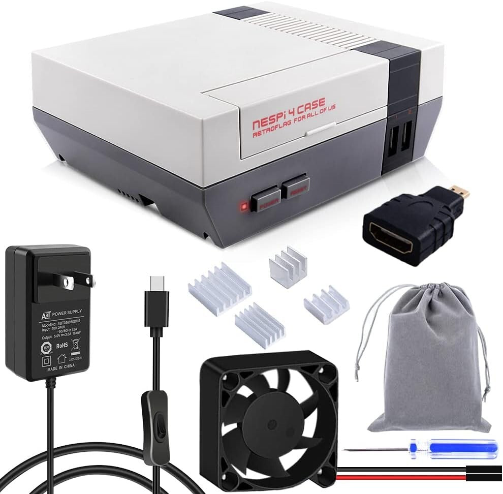 All-in-One NES Design Raspberry Pi 4 Case with Cooling, SSD, and Power Supply