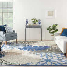 Load image into Gallery viewer, Stain-Resistant Blue Multicolor 9' x 12' Floral Outdoor Rug – Durable &amp; Stylish