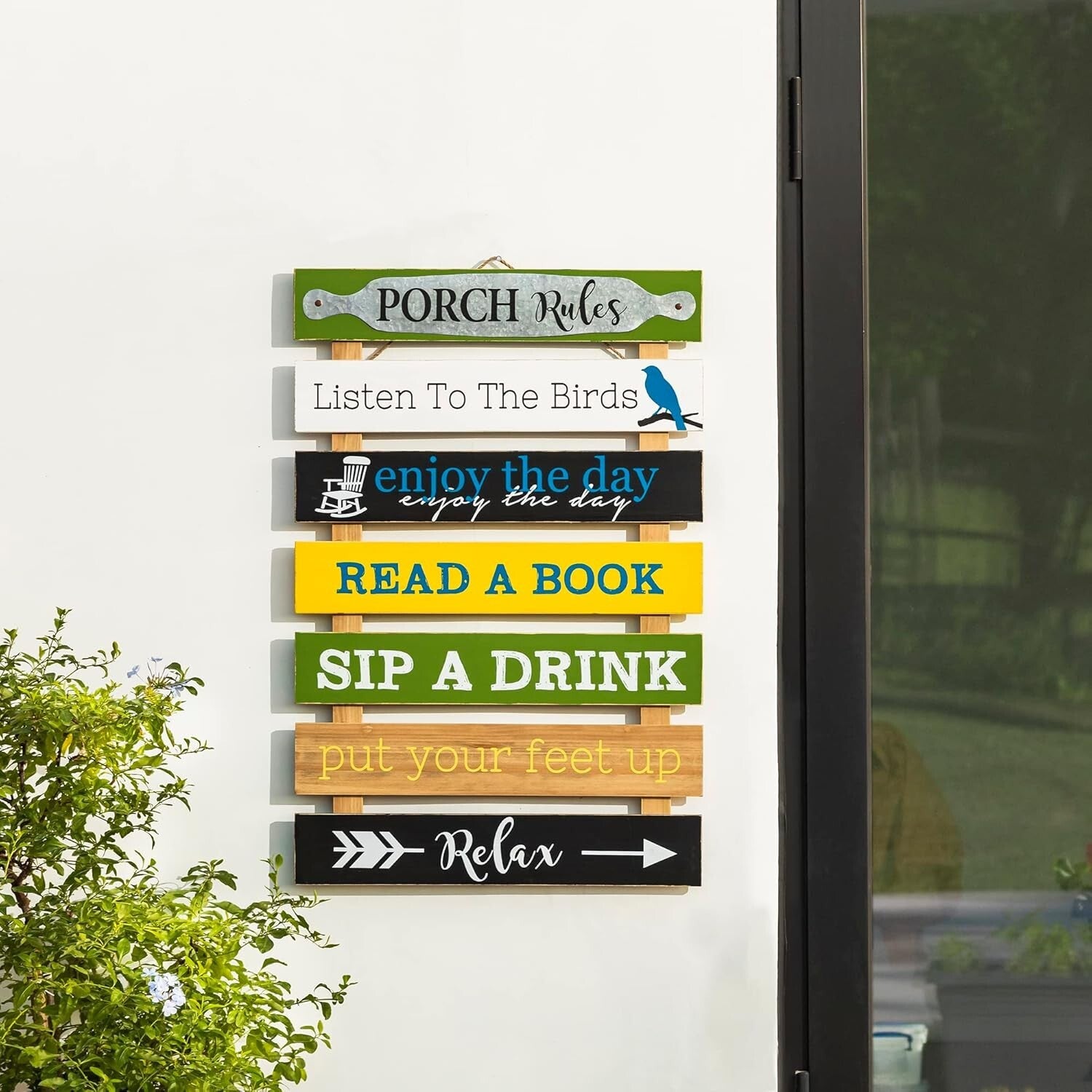 Charming Rustic 36'' Porch Rules Sign - Hand-Painted Outdoor Wall Decor