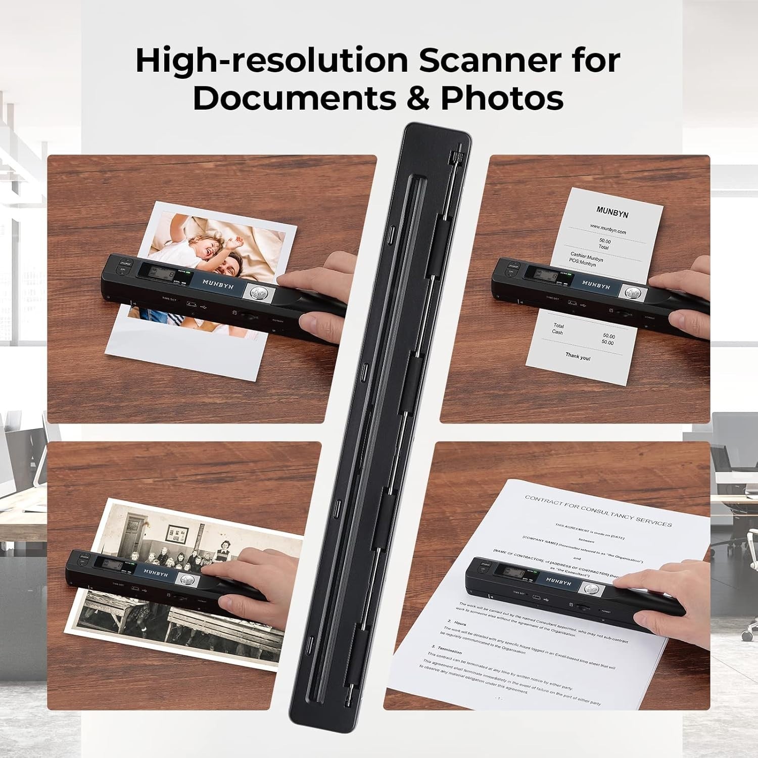Compact 900 DPI Wand Scanner with USB Connection - Ideal for Easy Digitalization