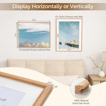 Load image into Gallery viewer, Minimalist 24x30 Solid Oak Picture Frames with Easy Clip &amp; Hang Design, 2 Pack